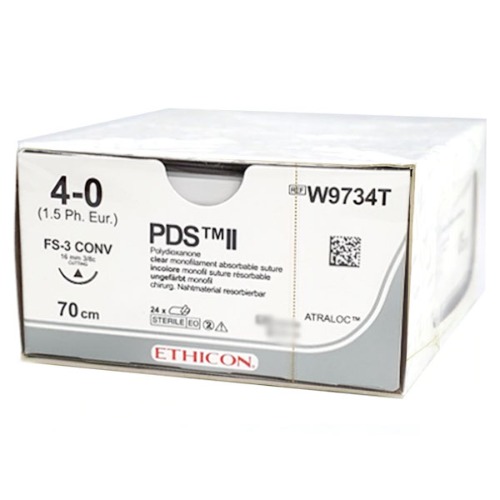오픈메디칼에치콘 PDSII 봉합사 W9734H (4/0) 16mm Cut 3/8 70cm 24개